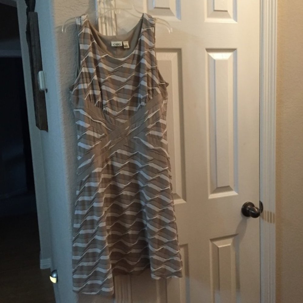 Cato tan and white sundress M